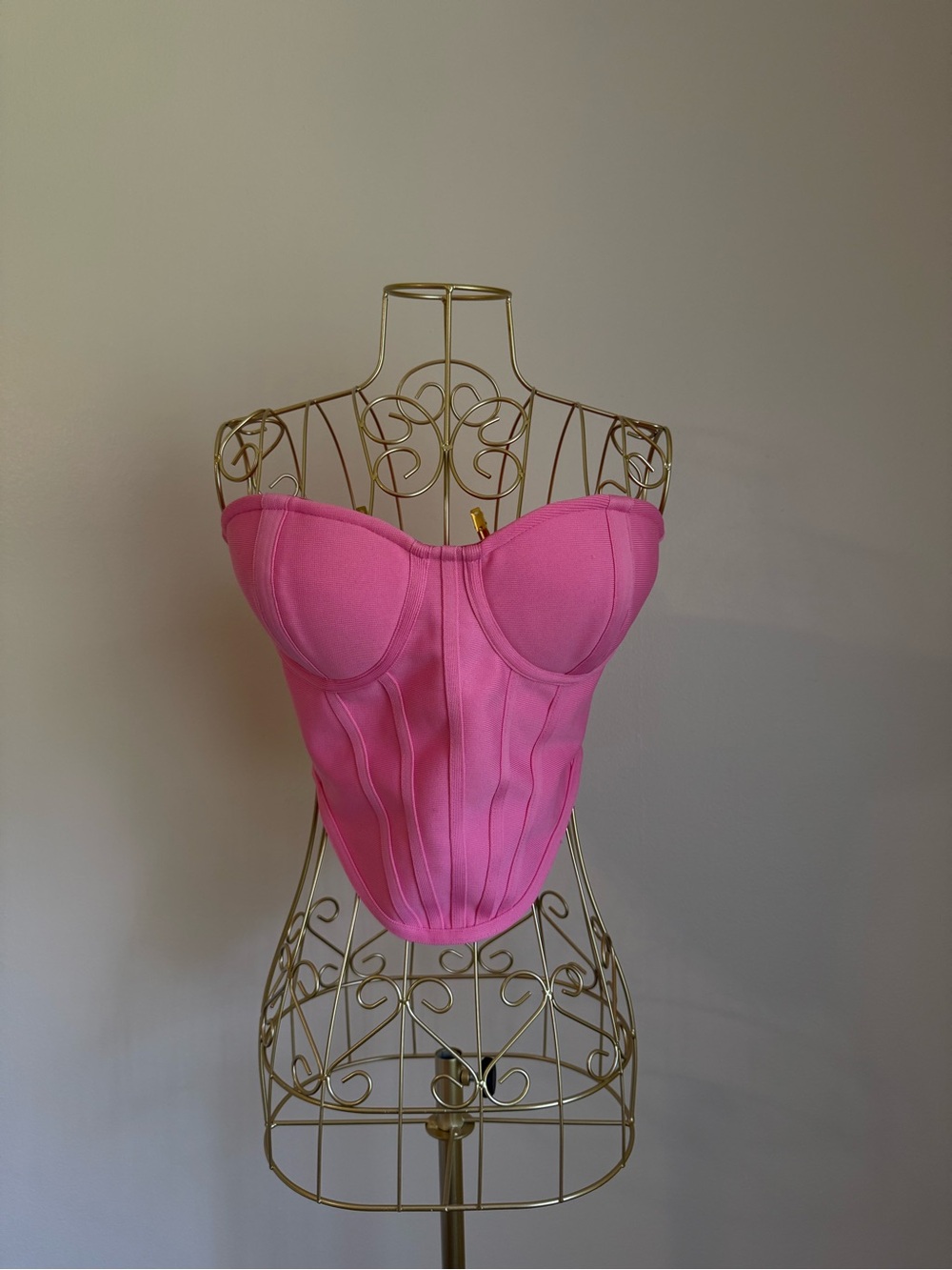 Fashion Nova Strapless Boned Bustier Top — Hot Pink